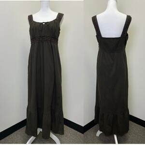 Vintage Loft Forest Fairy Milkmaid Maxi Dress 12 Brown Cottagecore Y2K